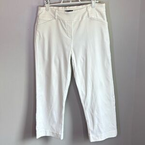 Reitmans White Capris Straight Leg Stretch Trousers Pull On Cropped Pants Size 6